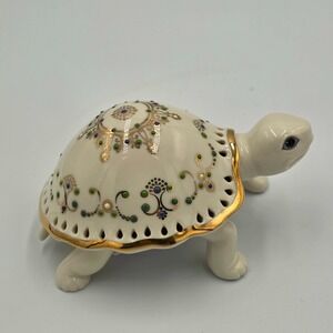 Lenox Jewels of Light Turtle Ivory Green Blue Gold Hand Painted Vintage w/Box